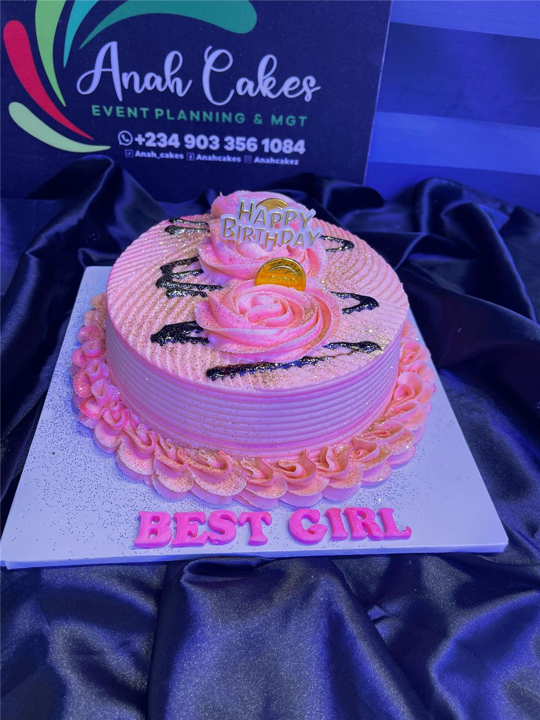7 inch, 1 Layer, design 2 by Anah Cakes